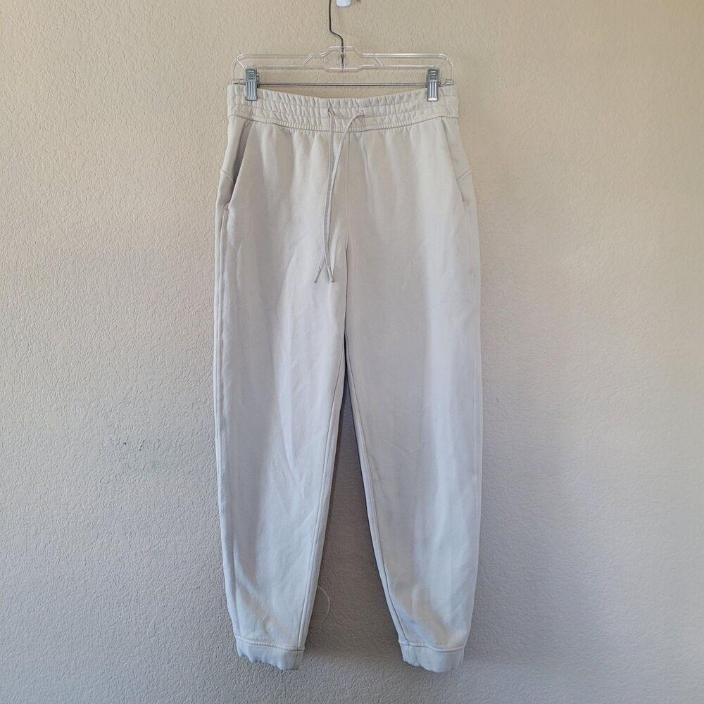 Lululemon Loungeful High-Rise Jogger Womens 6 Beige Tapered Terry Fleece W5DZYS